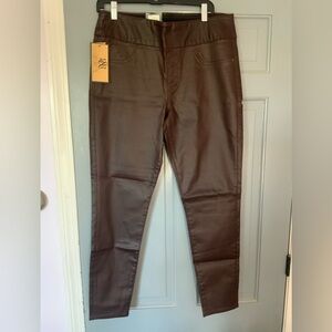 Brown Faux Leather Pants pull on legging size 16